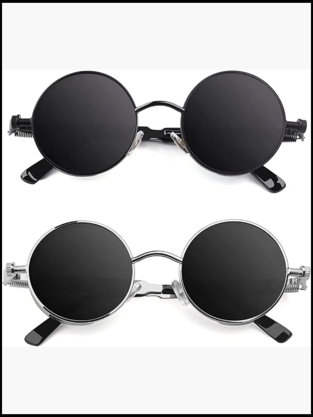 Retro Steampunk Round Polarized Sunglasses UV400 Protection Circle Metal Frame